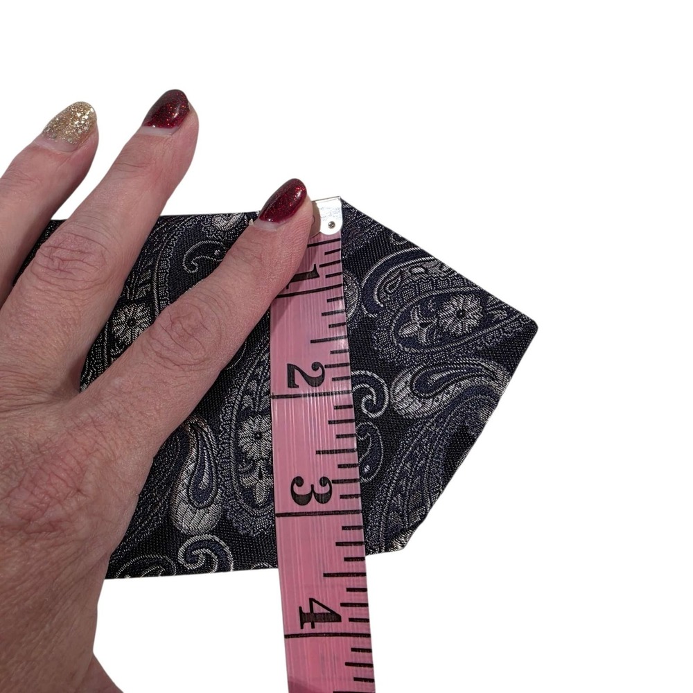 CANALI Paisley Silk Tie Black Silver Made in‎ Italy Men's Formal Luxury Power - Picture 4 of 12
